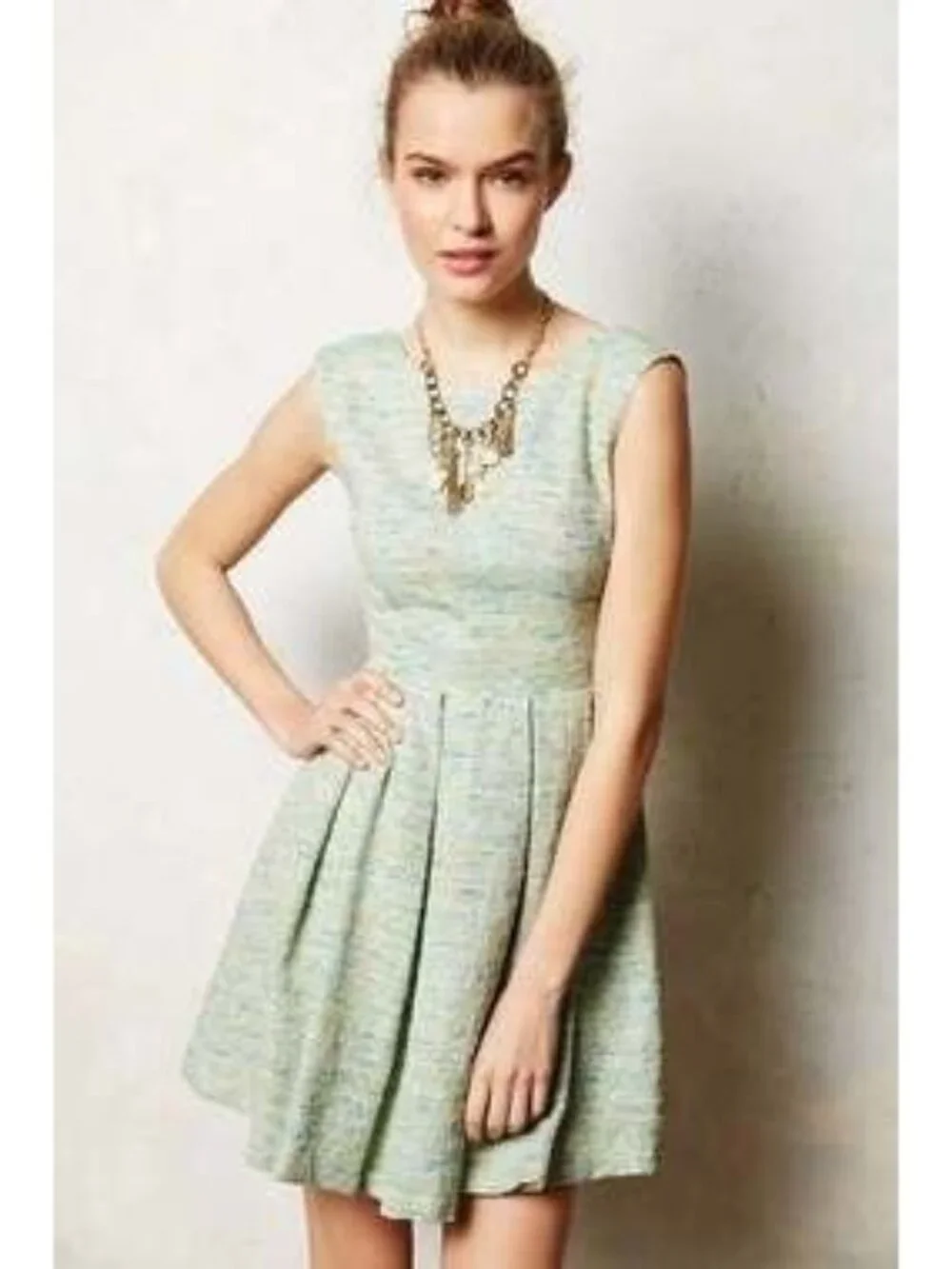 Anthropologie Paper Crown Fit & Flare Shimmer Tweed Sleeveless Dress Size S